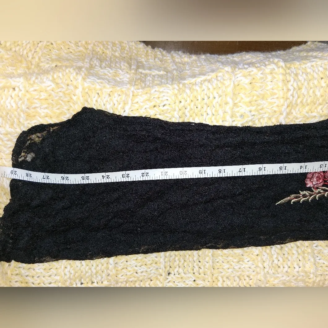 TMG Floral Embroidered Black Lace Mini Dress Size S - Image 5
