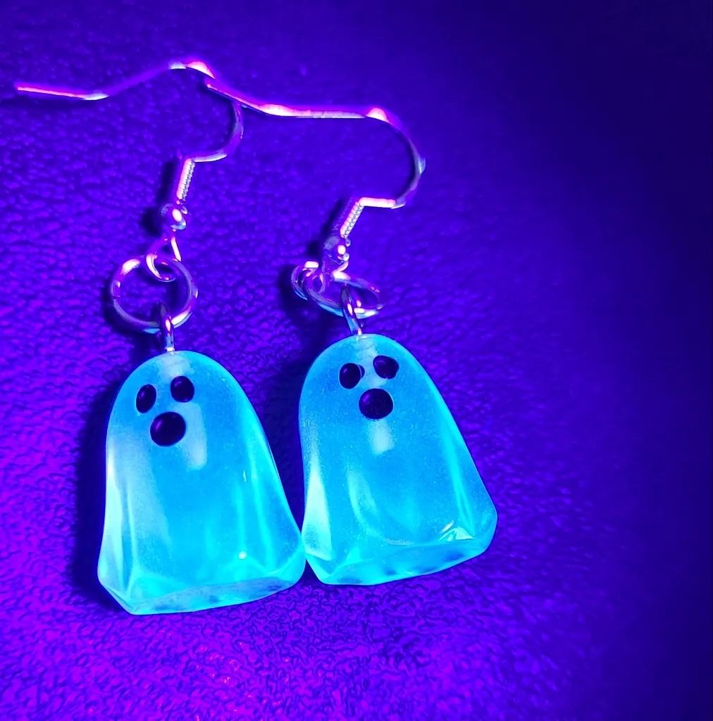 Hand Crafted Colorful Ghost Earrings Black - Image 5