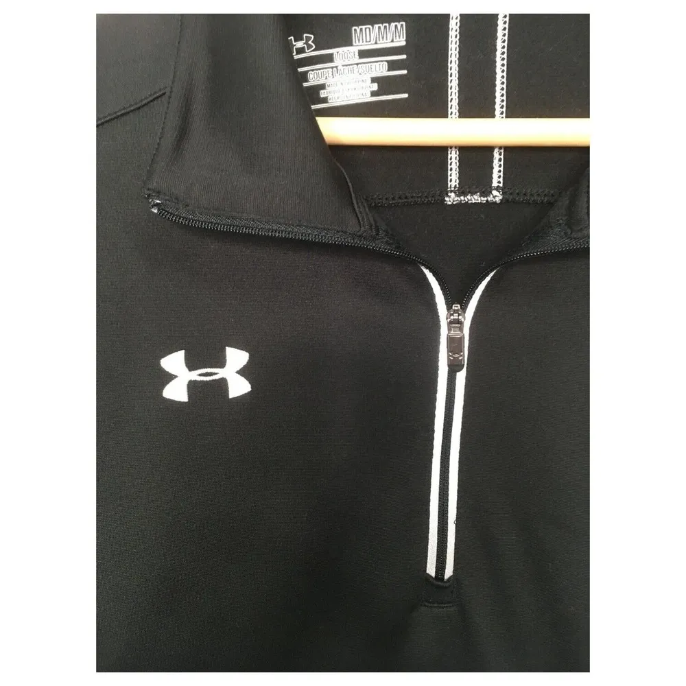 Under Armour Shirt Womens M Qualifier Loose Quarter Zip Pullover Long Sleeve Blk - Image 2