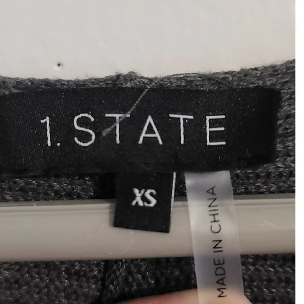 1. State Balloon Sleeve Ribbed V-Neck Pullover Sweater Medium Grey XS NEW - Image 4