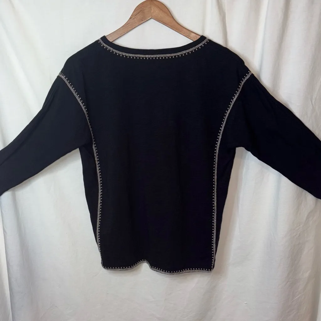 Garnet Hill Monroe Organic-Linen Jersey Knit 3/4 Sleeve Size Small Top - Image 4