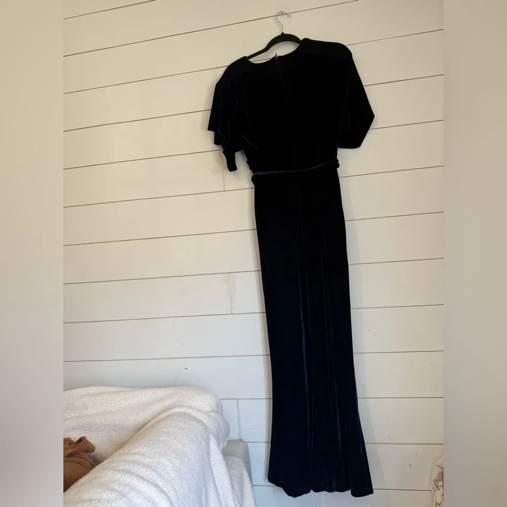 ModCloth x Collectif Keiko Velvet Maxi Dress Womens High Slit Blue Witchy - Image 11