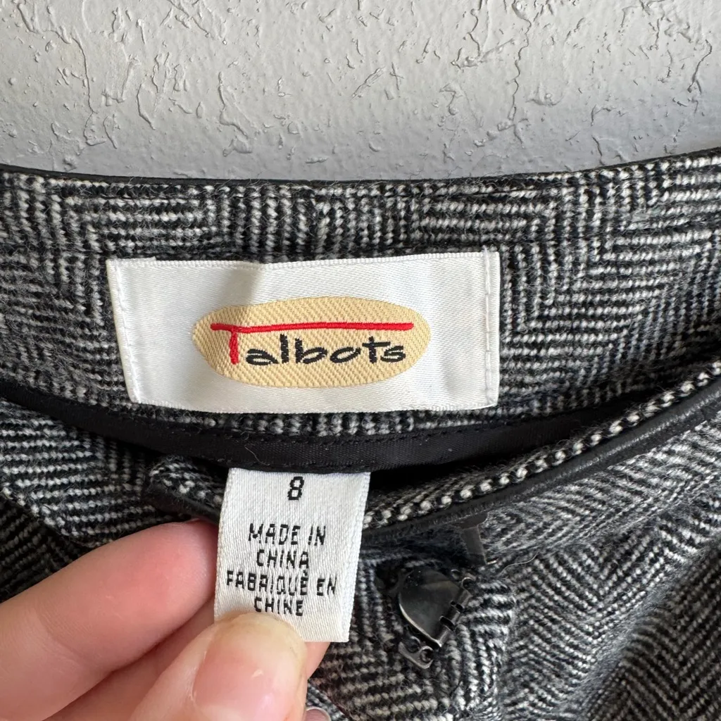 Talbots Dark Gray Herringbone Wool Trouser Pants Womens 8 Careerwear Academia - Image 5