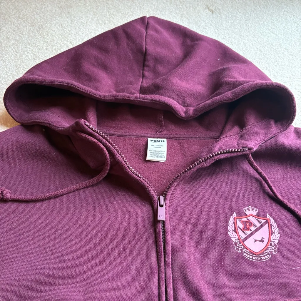PINK Victoria's Secret Plum Fleece Zip-Up Jacket - Image 5