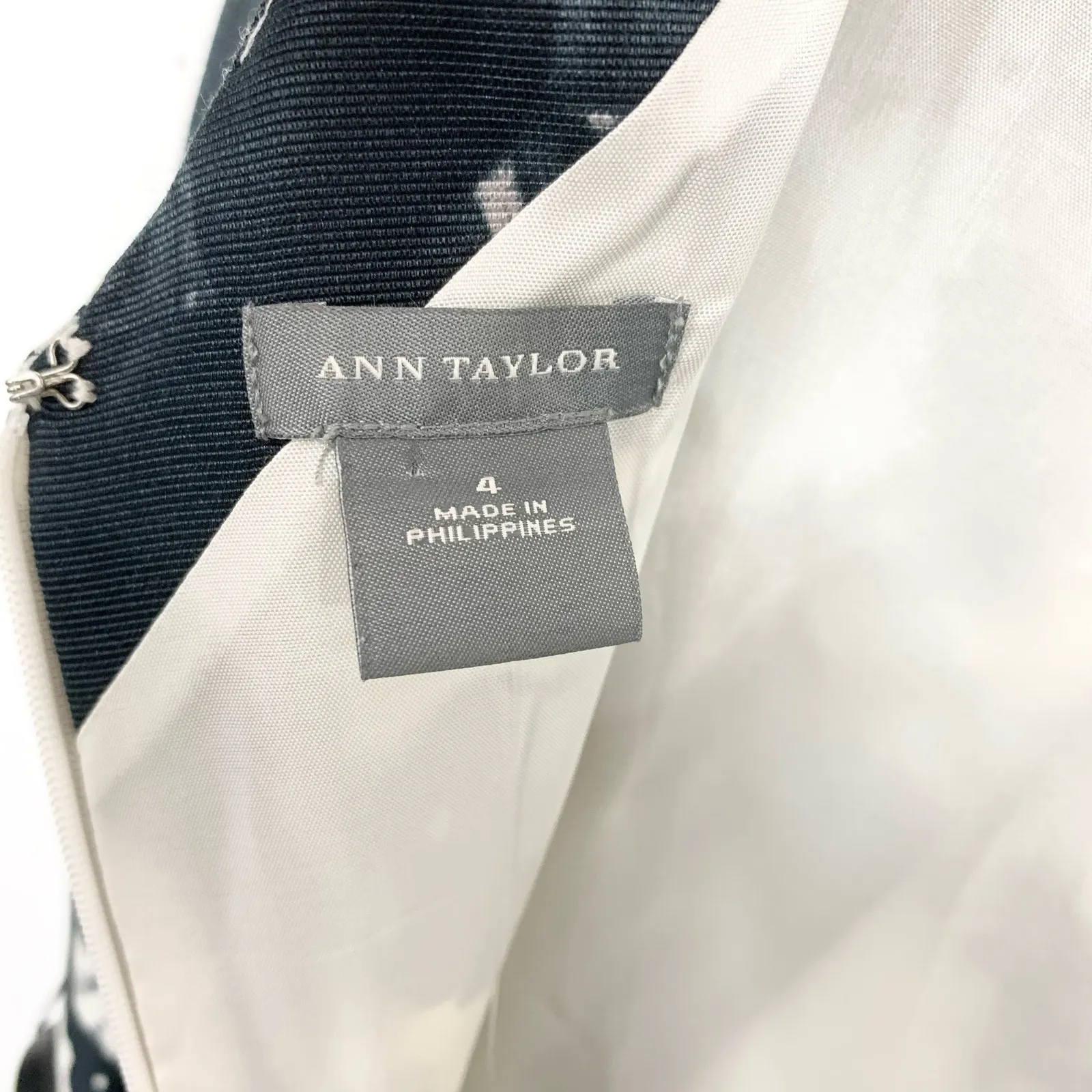 Ann Taylor Womens Cotton Silk Sleeveless Floral Dress Black White Low Back 4 - Image 4
