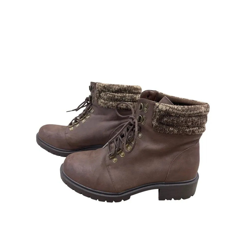 Torrid Womens Brown Faux Leather Hiking Sweater Boots Size 10 SKU 7175 - Image 3