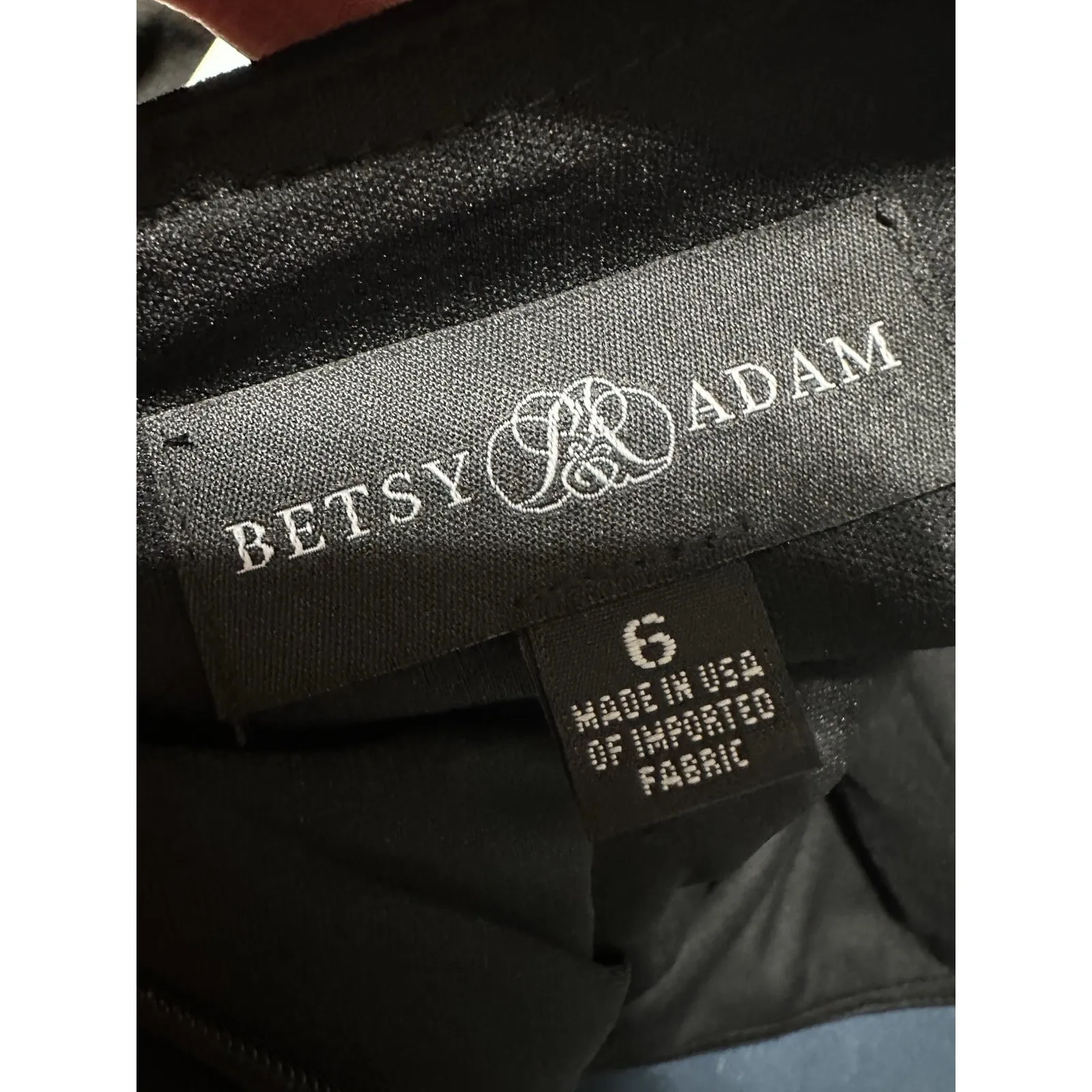 Betsy & Adam Black Square Neck Sheath Midi Dress Size 6 with Corset Waist Detail - Image 9