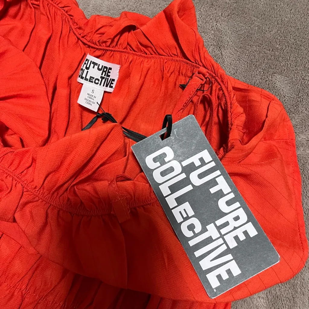 FUTURE COLLECTIVE NWT Sleeveless Ruched Mini Dress Women’s Sz S Red - Image 3