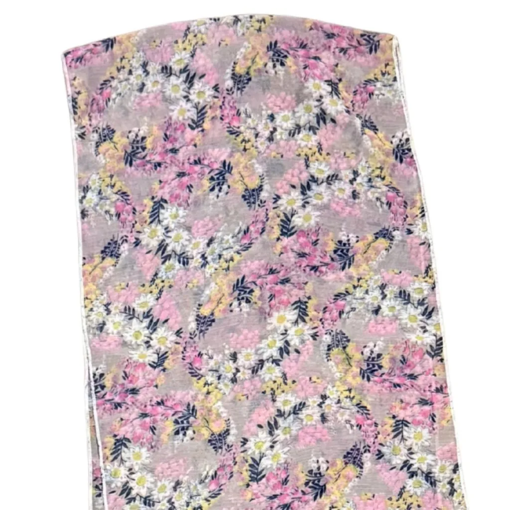 Infinity Scarf Pink Floral Lightweight Semi-Sheer - Image 3