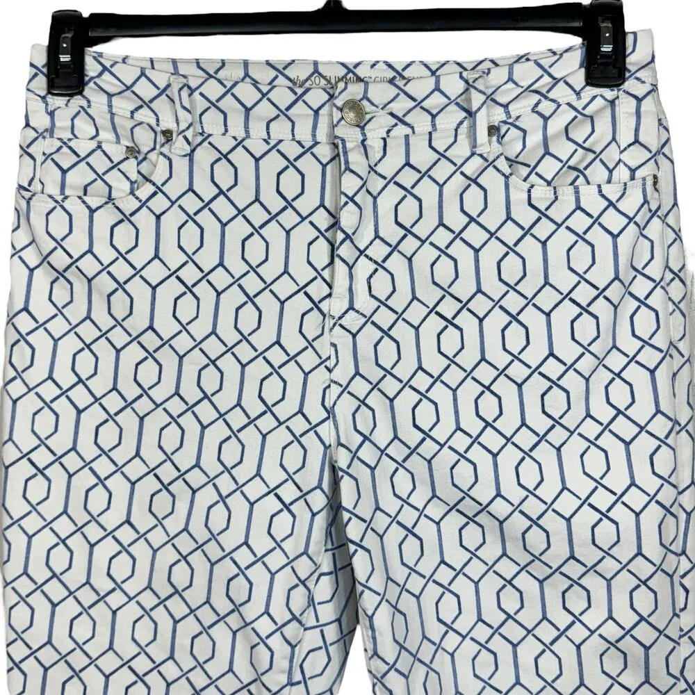 Chico’s SZ 2 (Large/12) So Slimming Girlfriend Crop Jeans Trellis Tile Hi-Rise - Image 2