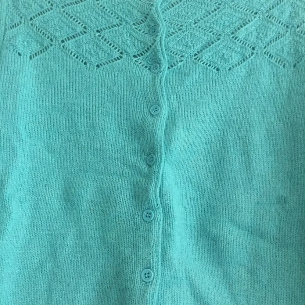 ⭐️ F21 Mint Sage Green Crochet Lace 3/4 Sleeve Sweater - Image 4