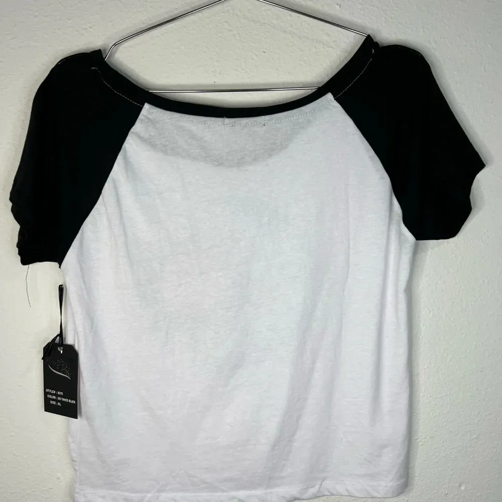 Sistas White & Black Block Color Short Sleeve Graphic Tee Sun & Moon Size XL - Image 4