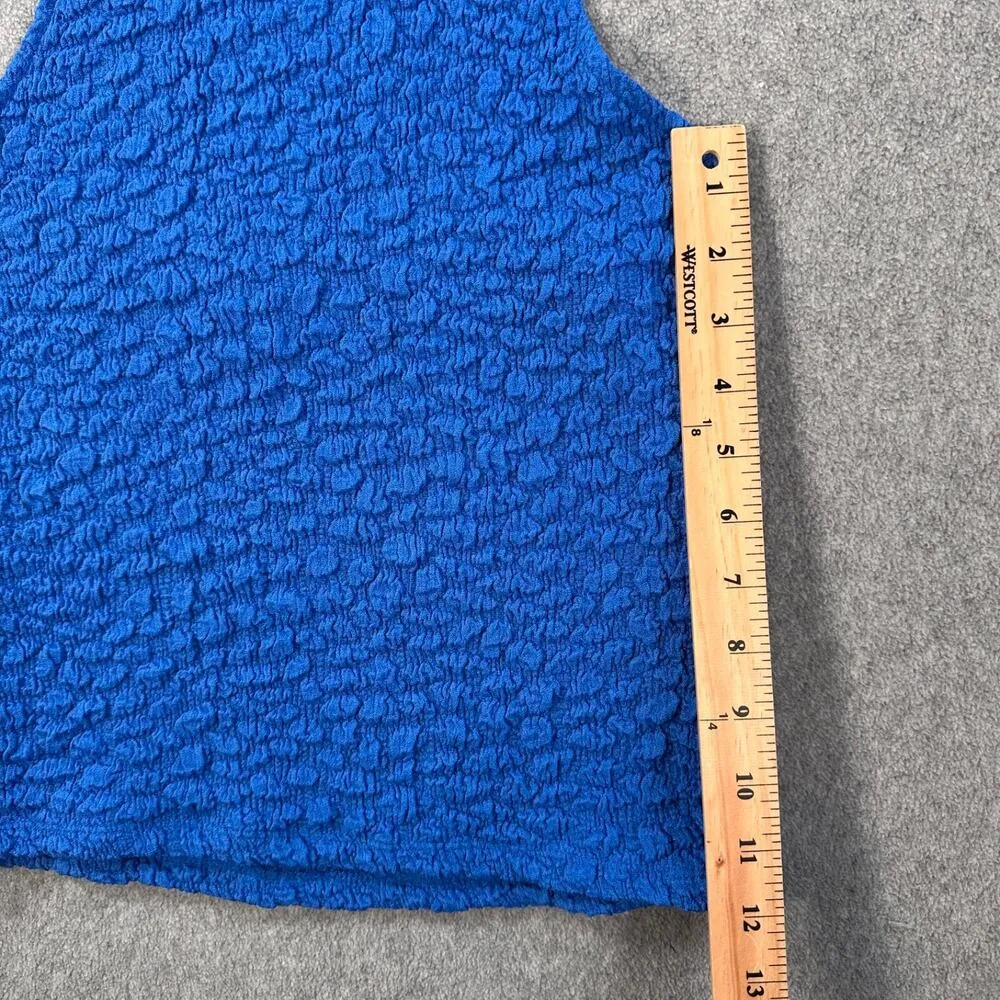 Maeve Anthropologie Textured High Neck Halter Tank Top Women's Medium Blue New - Image 4