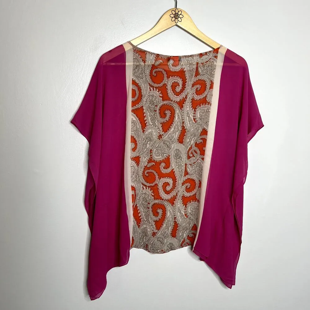 Talbots Silk Paisley Patterned Sheer Top - Image 5