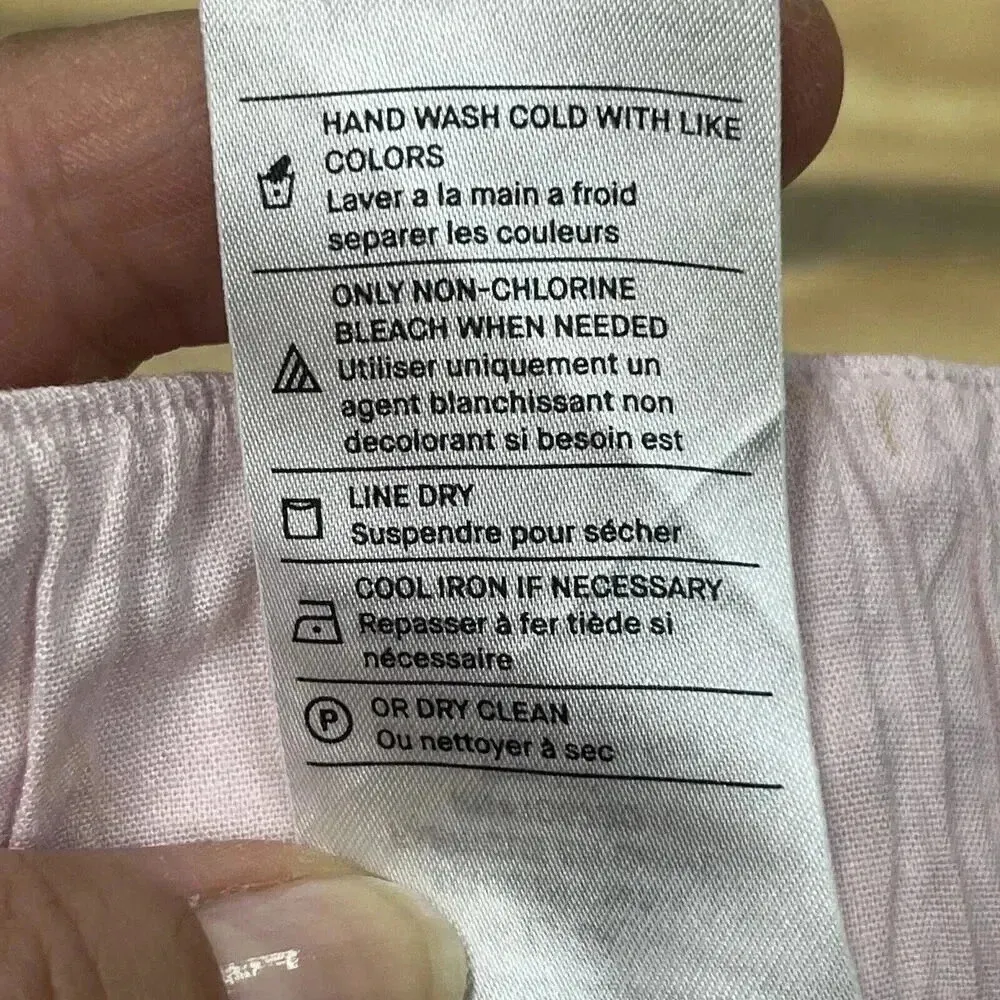 Vince Women’s Pants Pink Linen Blend Pull On Trouser Elastic Waist Size Large - Image 10