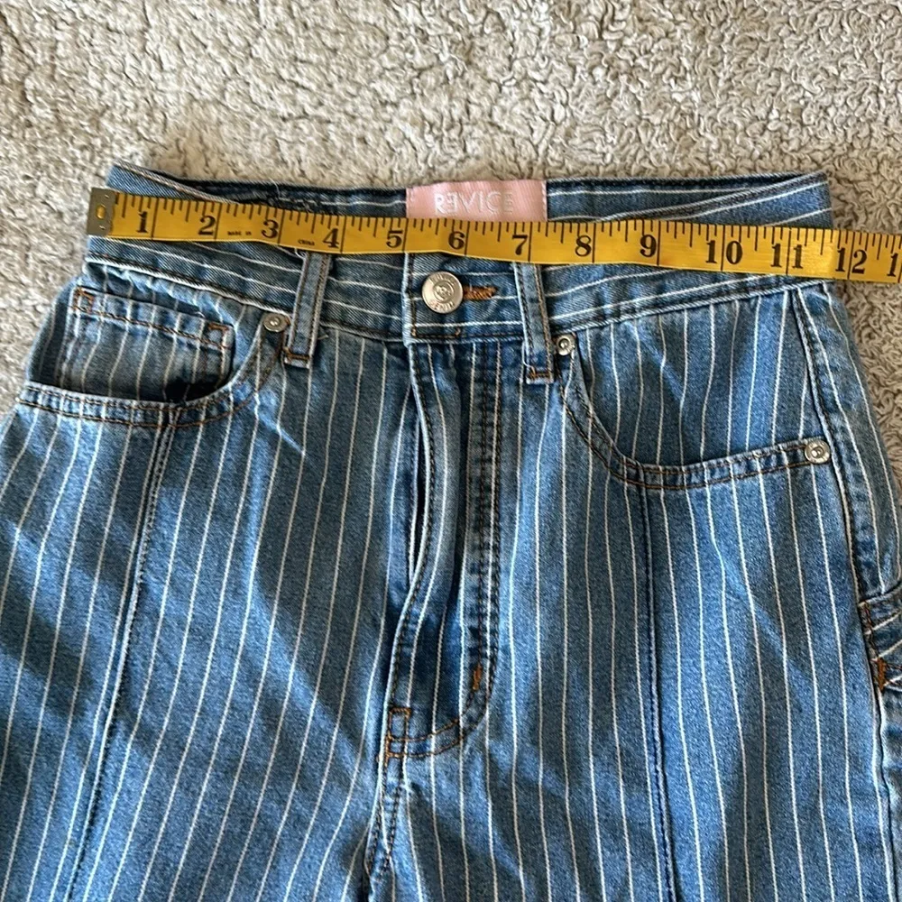 Revice Denim Women's 26 Railroad Stripe Venus Flare Jeans Light Wash Star Back - Image 7