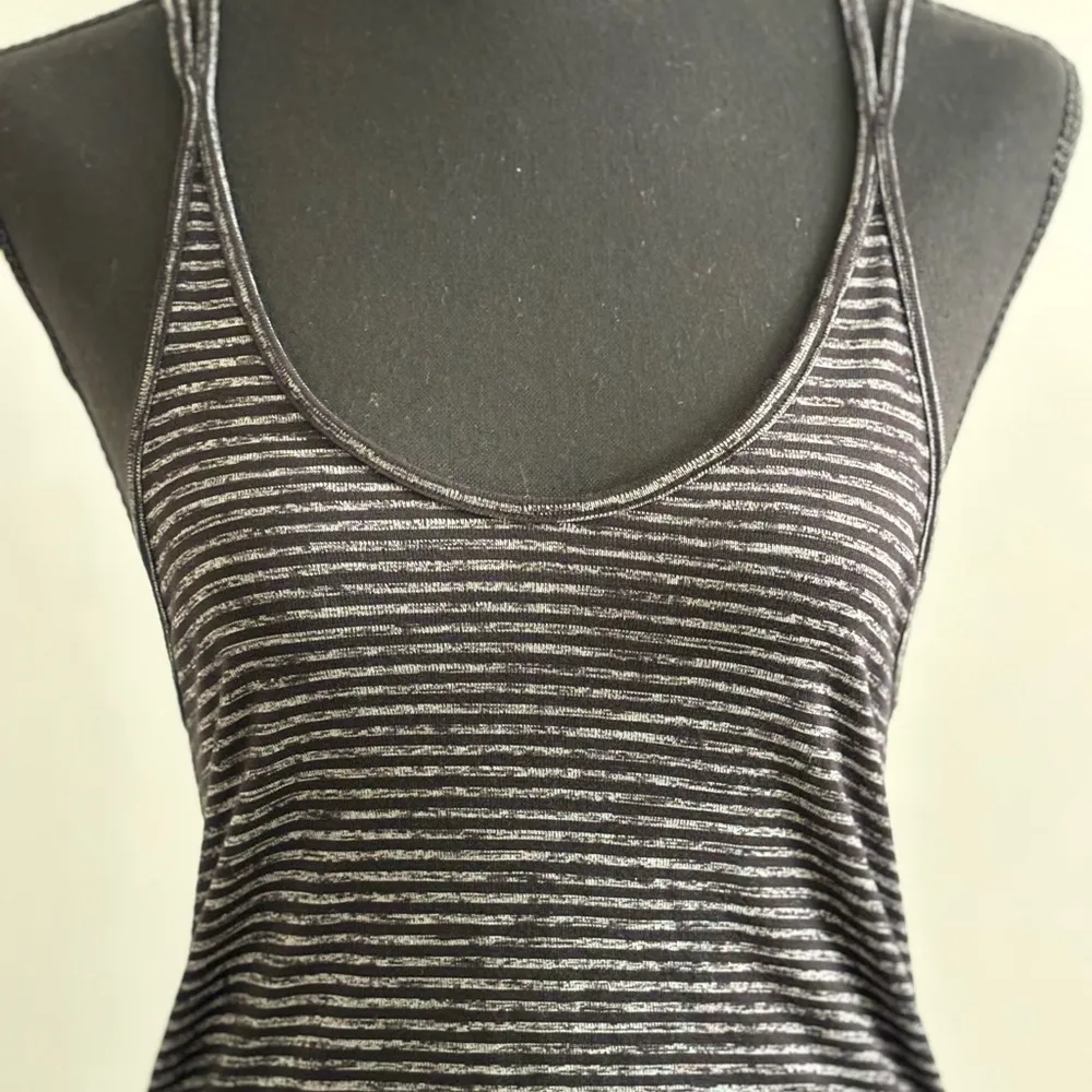 Racerback Midi Black Stripped Dress Size M - Image 3