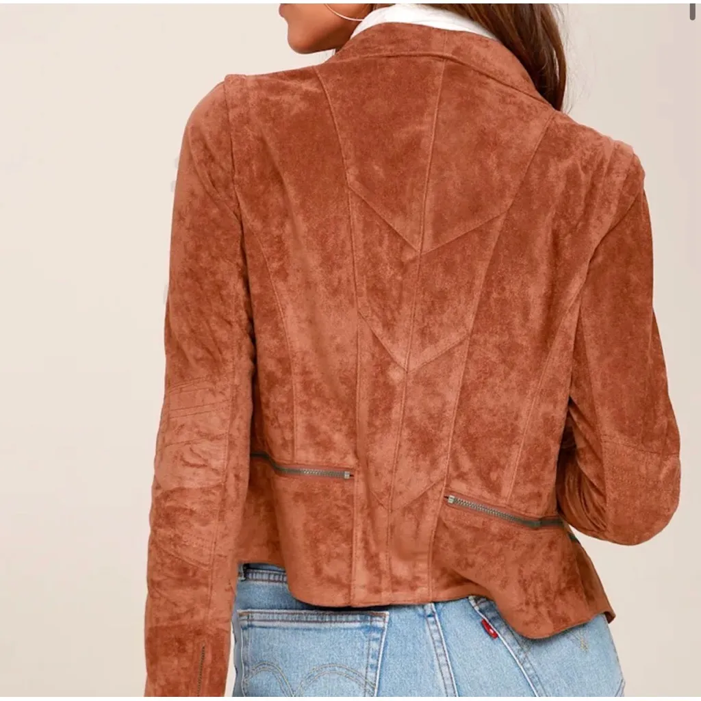 Ready For Anything Rust Orange Suede Moto Jacket size small biker jacket - Image 3