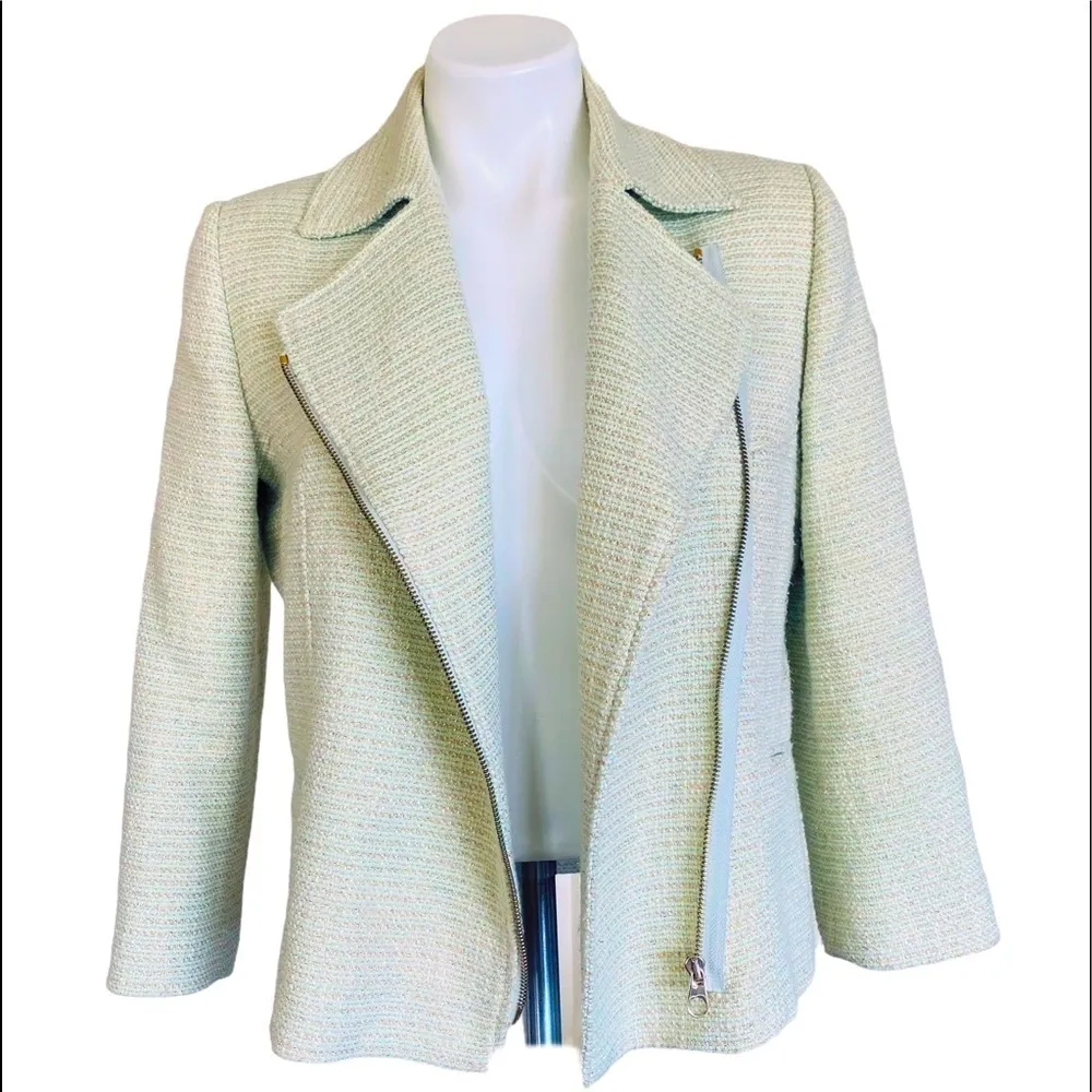 TED BAKER LONDON Mint/Cream/Gold Boucle Jacket Size undefined - Image 8