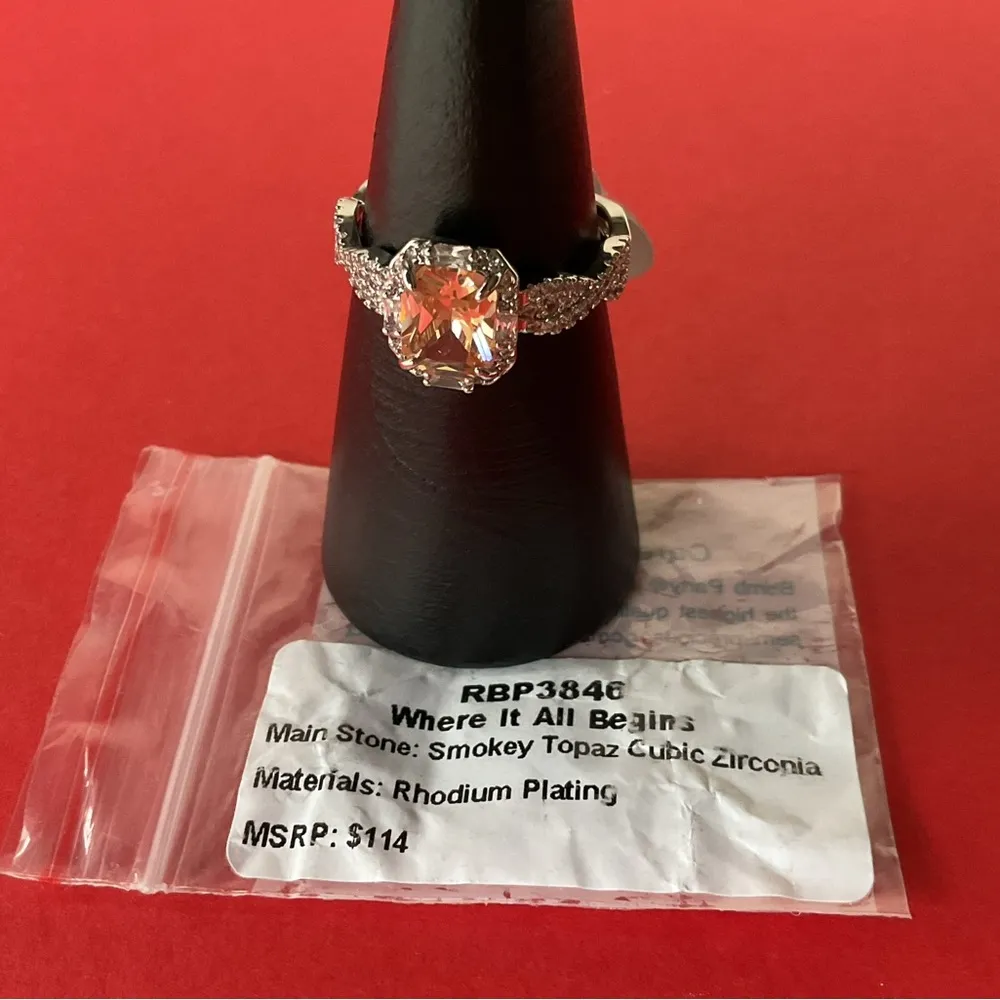 Bomb Party RBP3846 “Where It All Begins” Topaz CZ on Rhodium Size 10 Ring NWT - Image 4