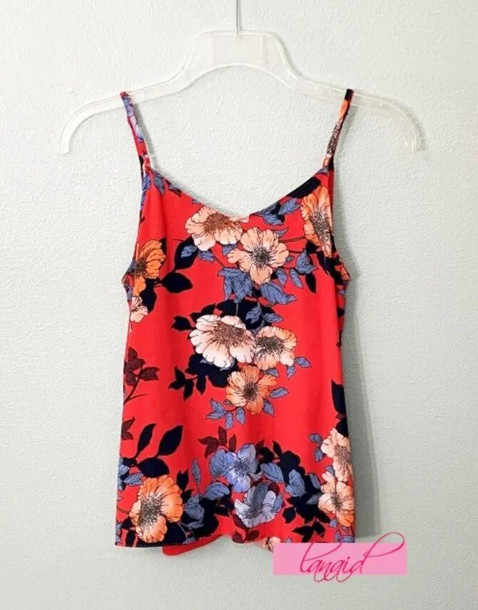 Naked Zebra Floral Drape-Front V-Neck Sleeveless Twist Wrap Surplice Tank Blouse - Image 2