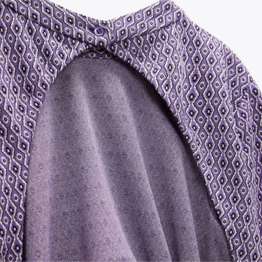 Zara Long Sleeve Mini Dress Jacquard Cut Out Back Metal Heart Detail Size Large - Image 7