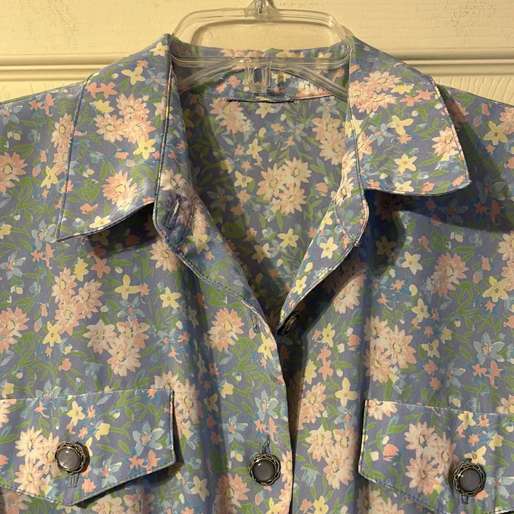 Vintage Retro Victorian Floral Short Sleeve Dress 14 - Image 2