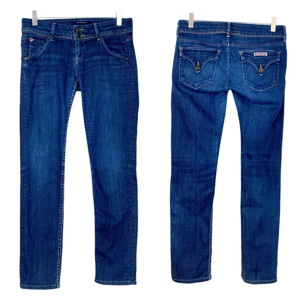 Hudson Jeans Women's 2 Button Skinny Low Rise Flap Pocket Dark Wash Jean Size 26 - Image 11