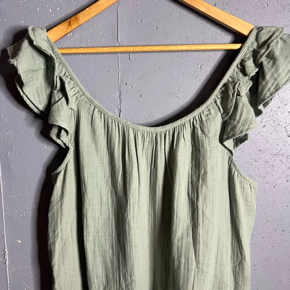 GAP • Crinkle Gauze Mini Green Dress in size Large - Image 7