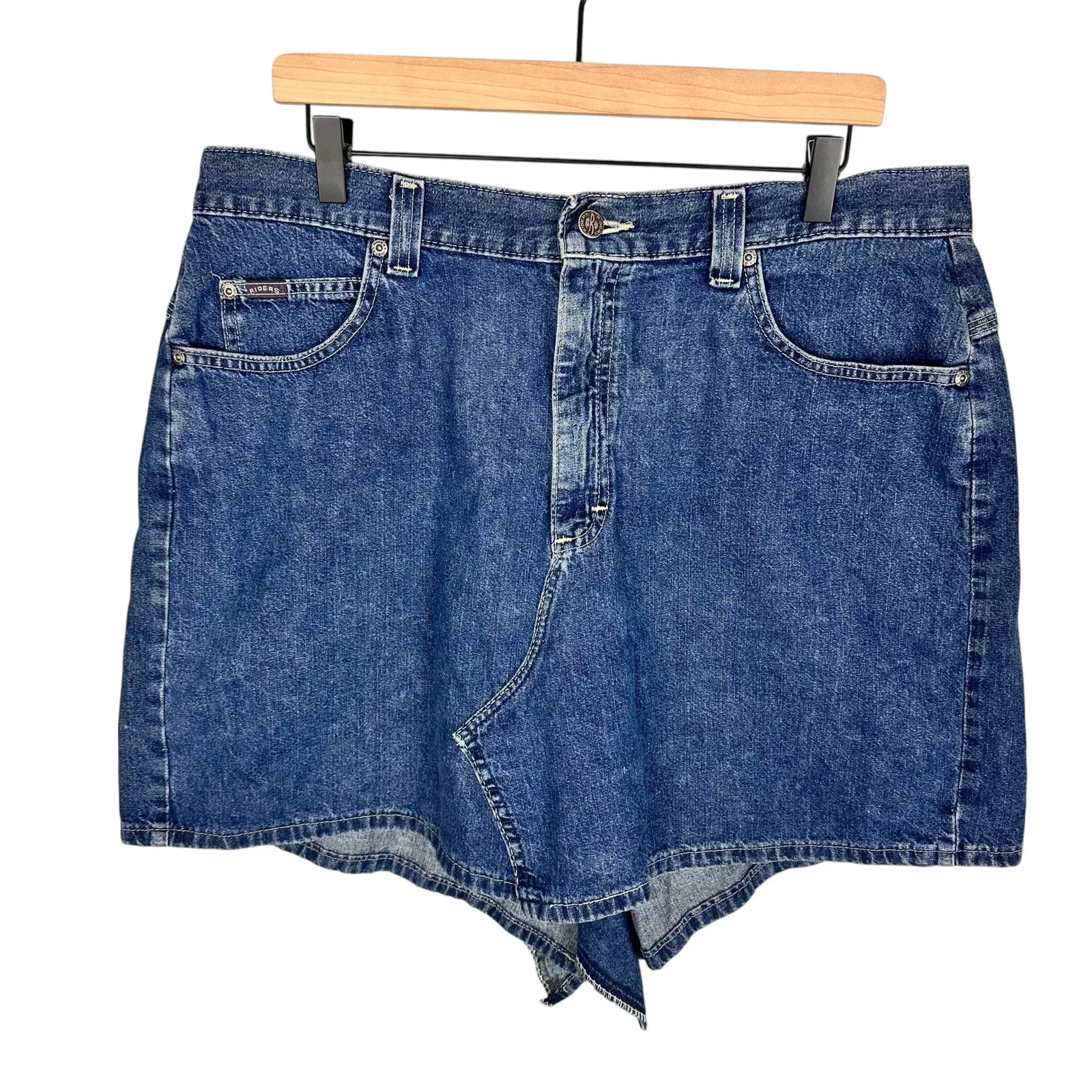 Vintage 90s Riders Ridig Medium Wash Denim Asymmetric Skirt Sz 34 Waist - Image 3