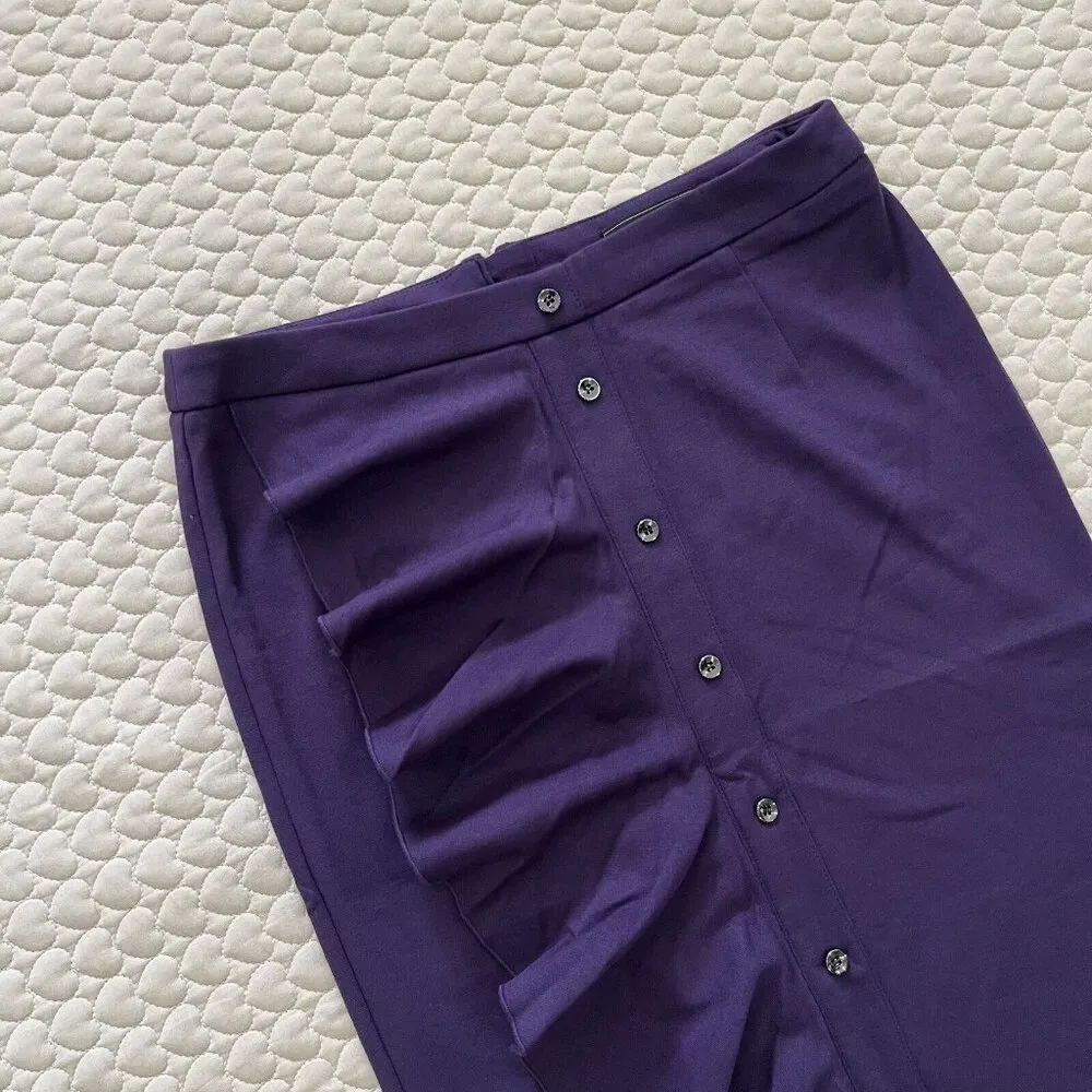 NWOT BCBGmaxazria Ruffle Midi Skirt Women's Size M Purple - Image 2