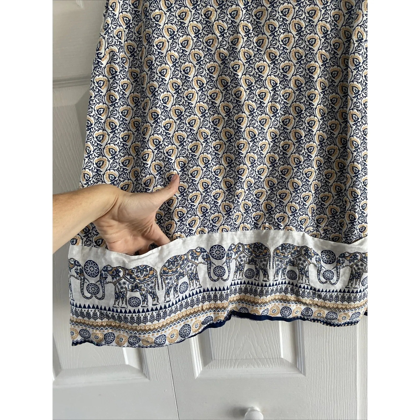 J Jill Love Linen Women's Large Sleeveless Elephant Pocket Top Boho Artsy Beach - Image 5