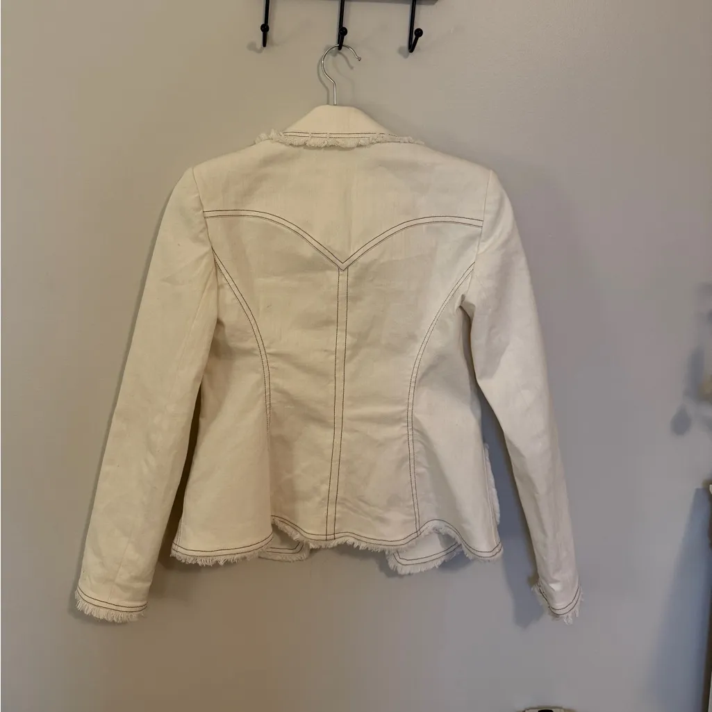 Cache White Women's Blazer with Button Detail - Image 2