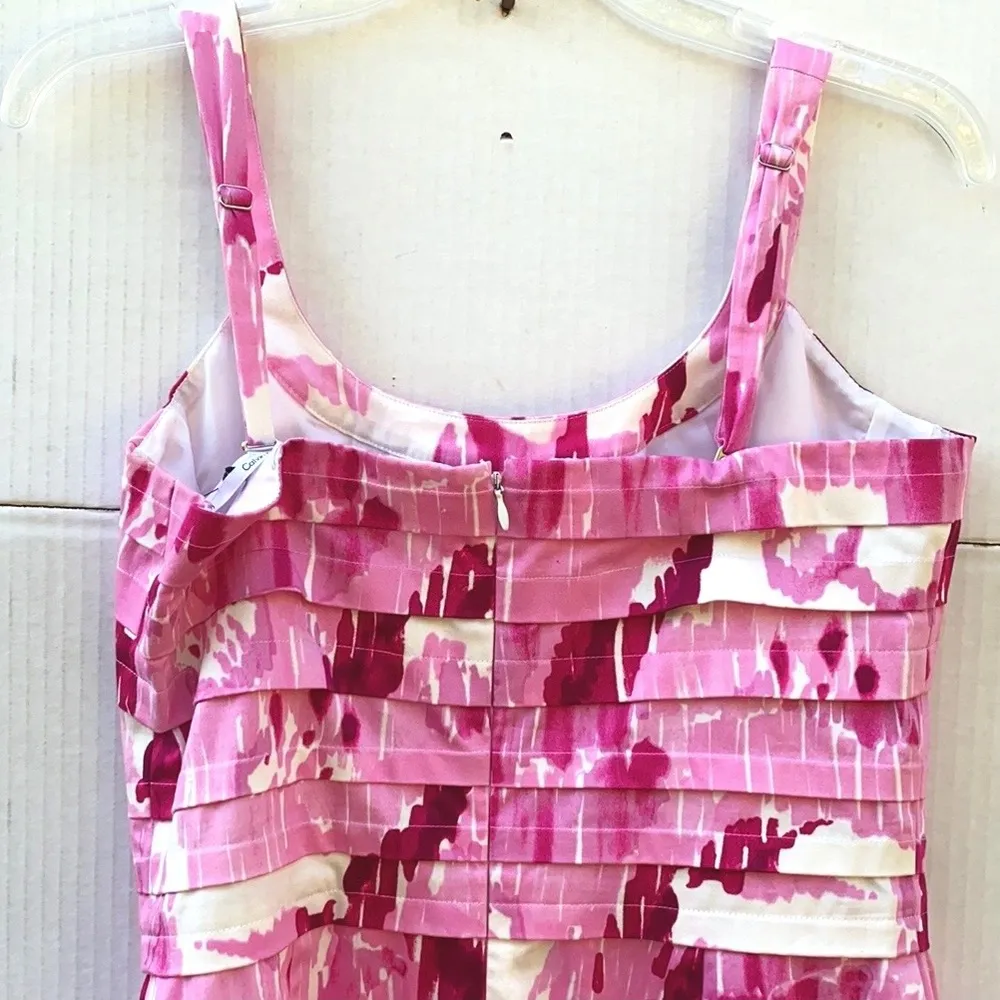NWT Calvin Klein Womens size 6 pink pleated sleeveless spring floral party dress - Image 4