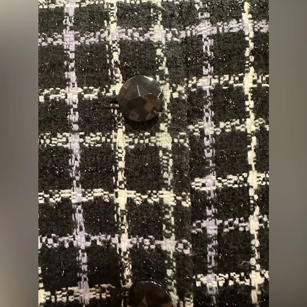 Alfred Dunner Black White Checked Tweed Blazer Size 10 - Image 4