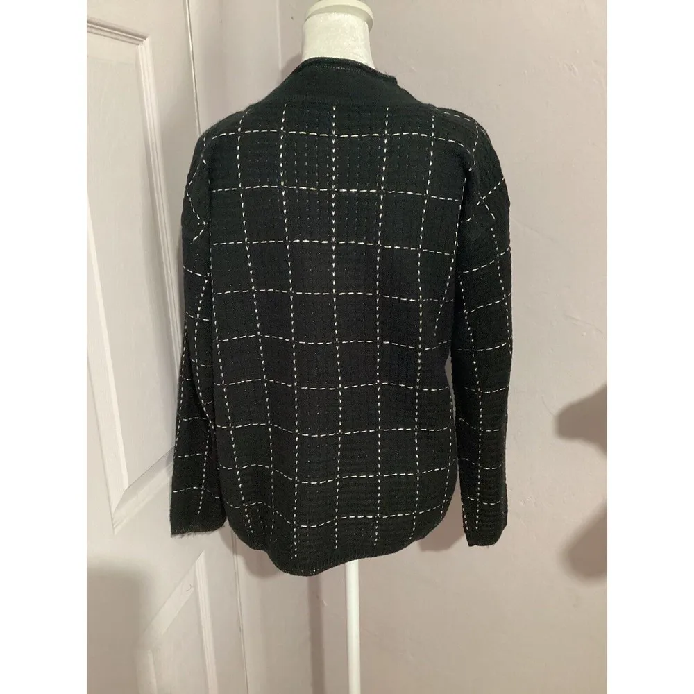 Karl Lagerfeld Black And Gold Checkered Pullover Sweater - Image 3