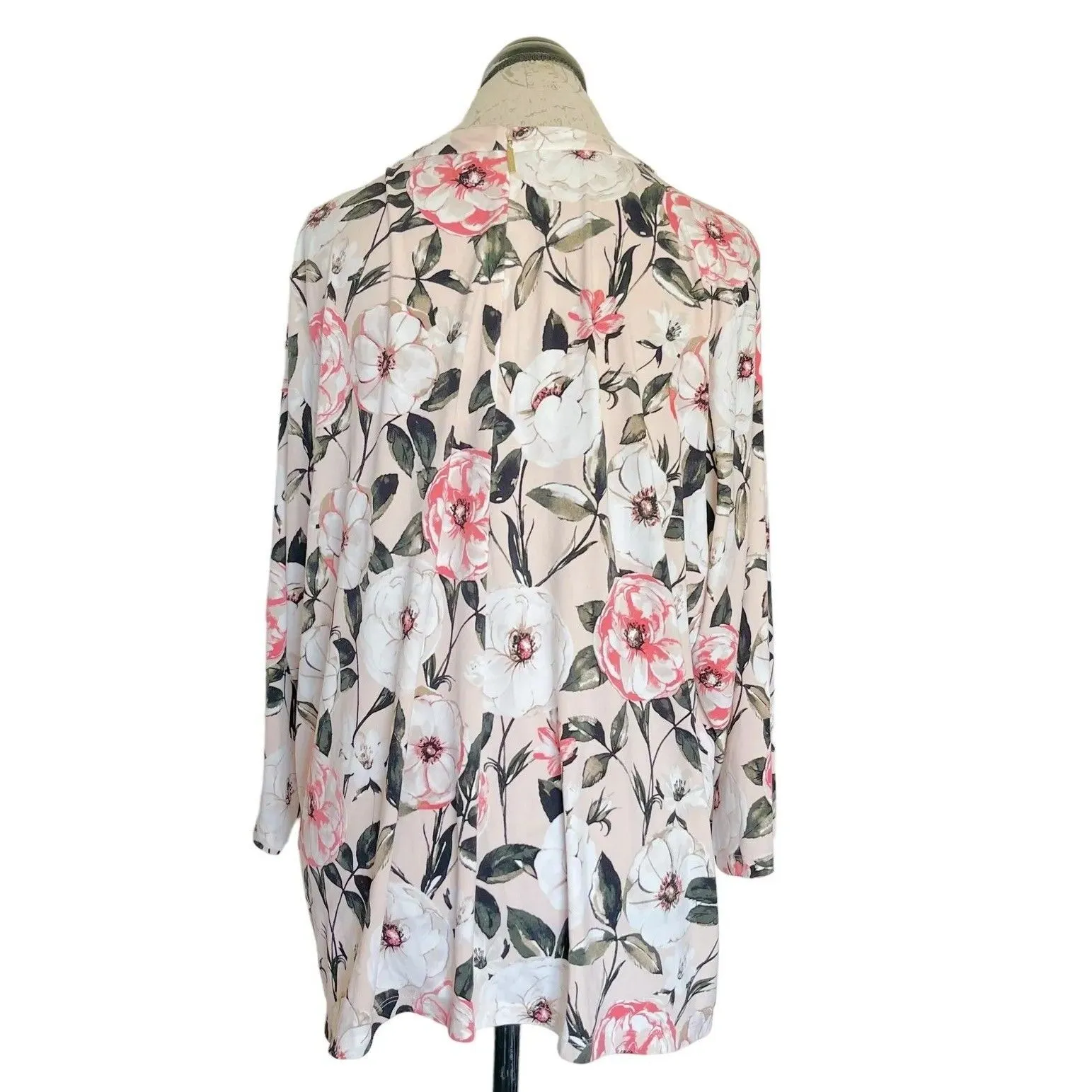 Karl Lagerfeld Blouse Size XL Tunic Floral Bow Tied Pleated Knit Secretary - Image 6