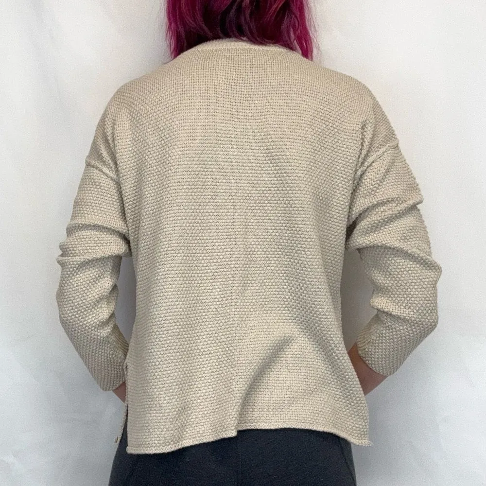 Unbranded Women's 4 Button Henley Long Sleeve Sweater M Med Medium Beige Tan Brown - Image 2