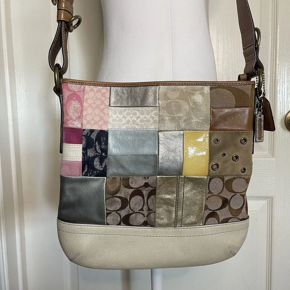 COACH Patchwork B06Q-10018 Multicolor Crossbody Shoulder Handbag Multi Pattern - Image 5