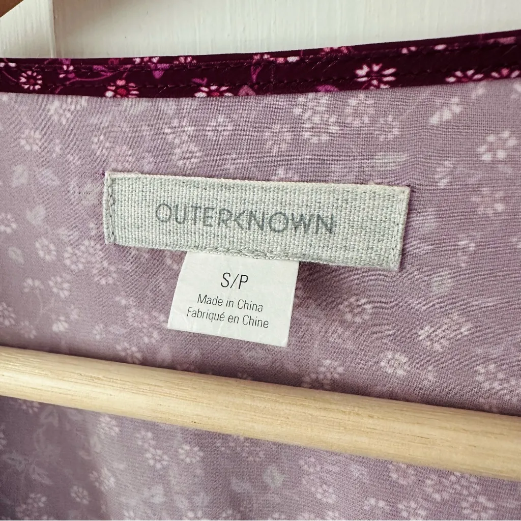 Outerknown Juniper Ditsy Floral Cap Sleeve Mini Dress Wine Purple Pink Size S - Image 6