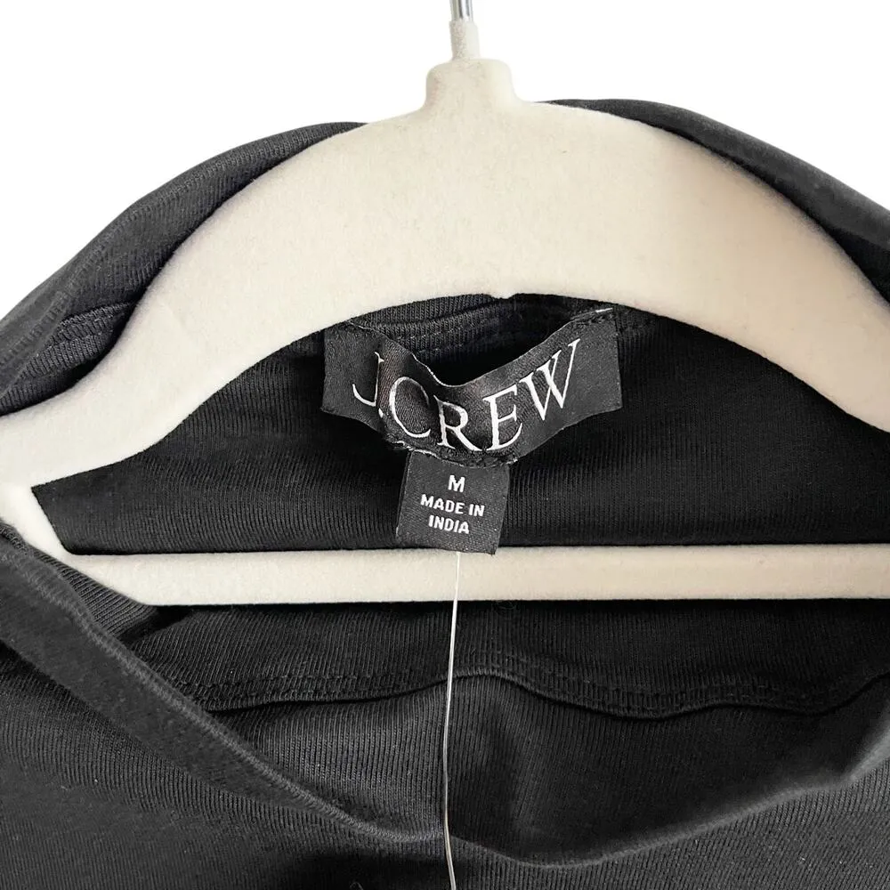 J.Crew Fitted Knit Mockneck Dress with Poplin Skirt Mixty Black Size Medium NWT - Image 7