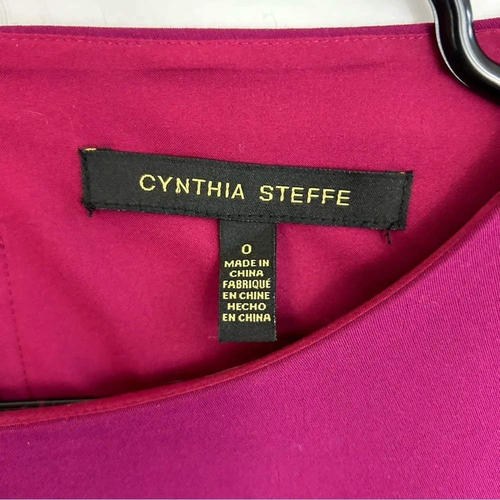 NWT Cynthia Steffe Raspberry 'Cora" Trumpet Sleeve Crepe Shift Mini Dress Sz 0 - Image 9