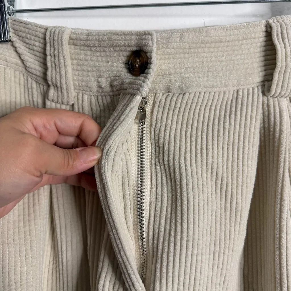 Petal & Pub Talaren Cord Pant In Cream High Waisted 8 Rolled Cuff Pleated Front - Image 9