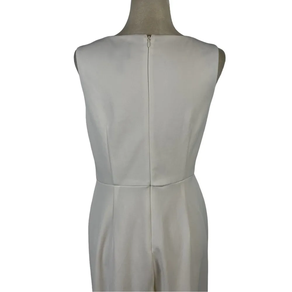 Adrianna Papell Women's Size 8 White Knit Crepe Jumpsuit Special Occasion Dress - Image 8