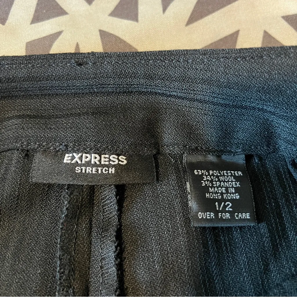 Express Vintage Stretch Wool Blend Beaded Embroidered‎ Feathers Black Trousers - Image 8