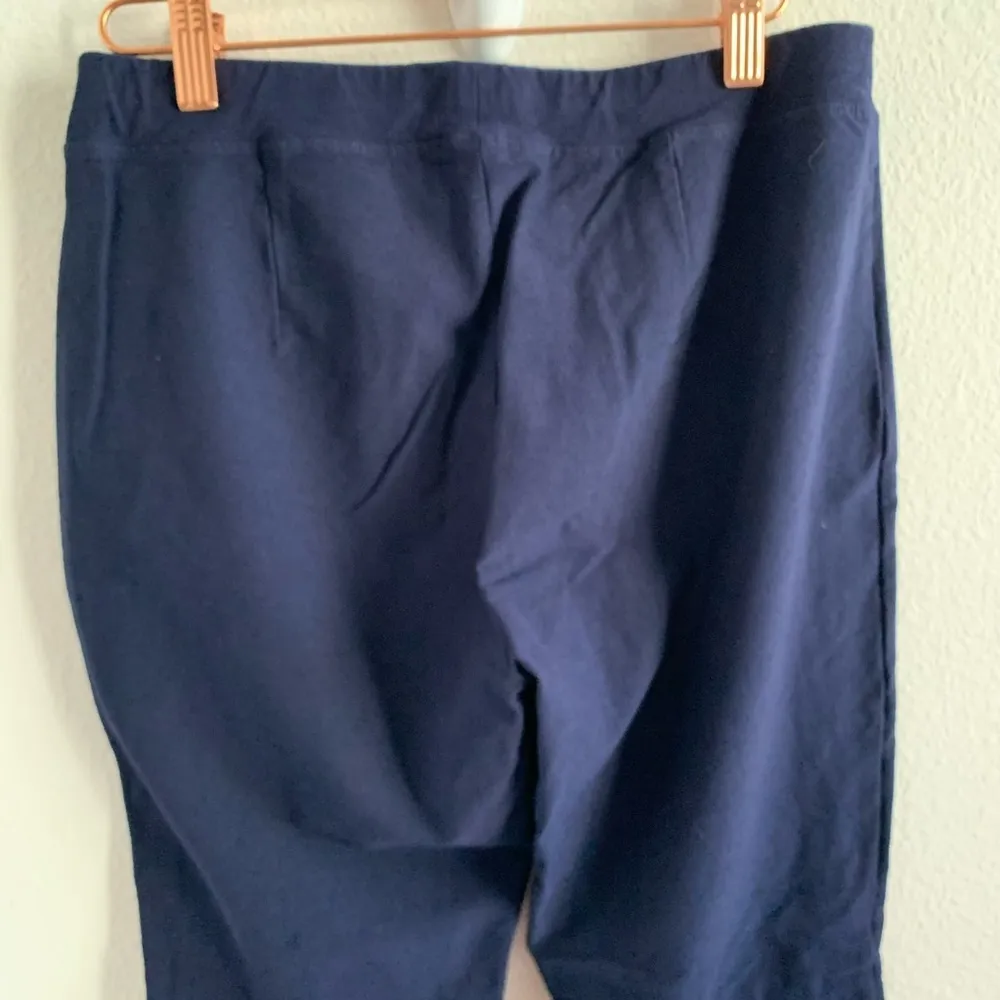 Eileen Fisher Navy Blue Straight Leg Pull On Pants Small - Image 5