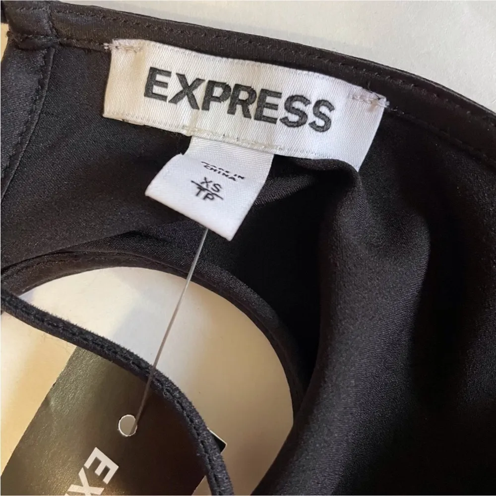 Express Black Satin Drape Cami Top - Image 3