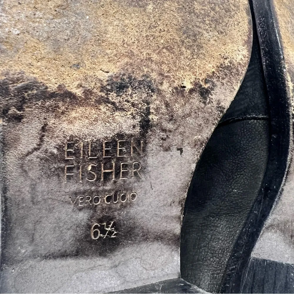 Eileen Fisher Black Leather Ankle Boots Size 6.5 - Image 4