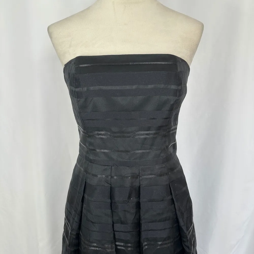 White House Black Market Strapless Dress Party Cocktail Silk Blend Black Women 6 - Image 4