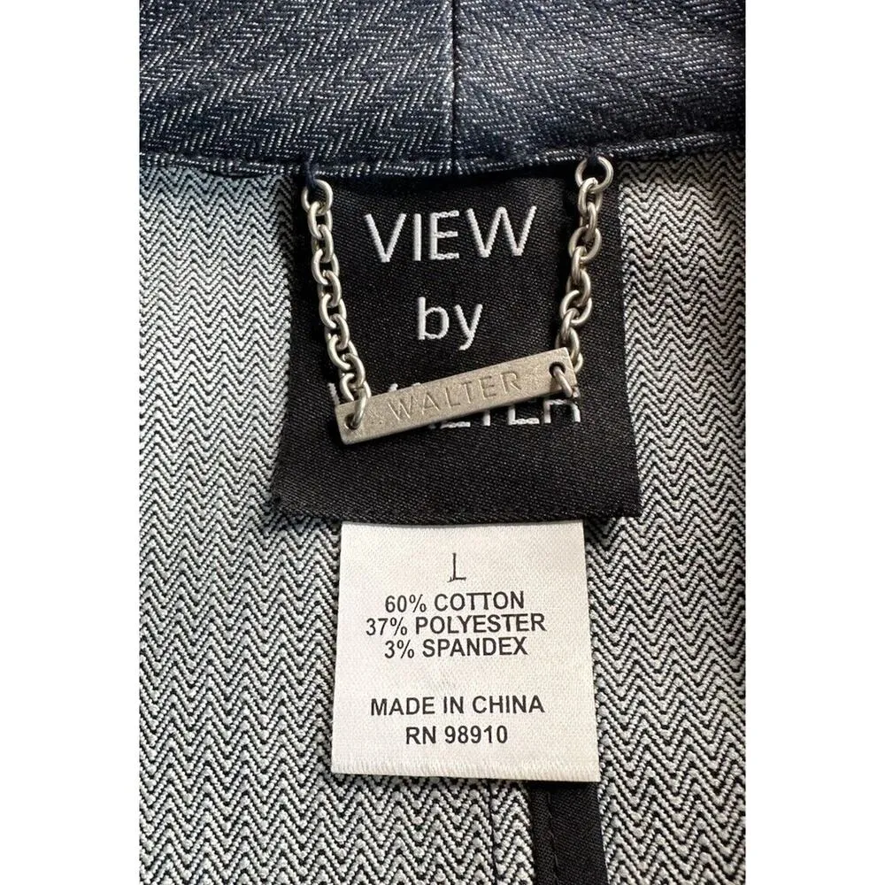 View By Walter Blue Herringbone Denim Trouser Jeans and Blazer Pant Suit Sz 10 L - Image 15